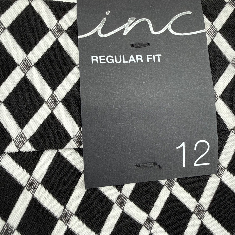 NWT INC International Concepts Women's Black White Diamond Print Shorts Size 12 - Picture 8 of 13